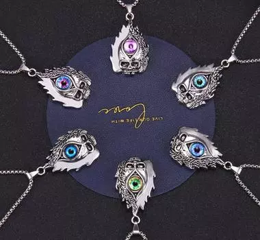 Ожерелье с преувеличенным черепом от сглаза, турецкое ретро хип-хоп, рок, стальное ожерелье с подвеской для мужчин и женщин, популярные ювелирные изделия, подарок style 1
