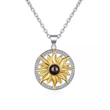 Ожерелье с проекцией подсолнуха для женщин, 100 языков, индивидуальный цветной ошейник с фото, цепочка на шею