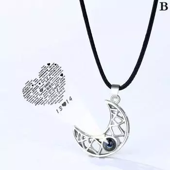 Ожерелье с проекцией солнца и луны «Я люблю тебя на 100 языках», магнитное ожерелье с вырезом в форме сердца, парное ожерелье в подарок