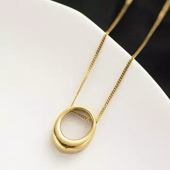 Ожерелье с простой геометрической овальной подвеской, нестандартная титановая сталь, темперамент, высококачественная ключичная цепочка, ожерелье из нержавеющей стали
