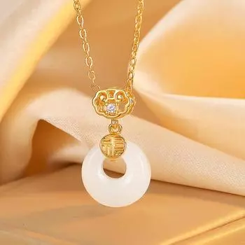 Ожерелье с пряжкой для безопасности с символом Fu, женское, простое, Ins Niche Design, чувство, ключичная цепочка на шею