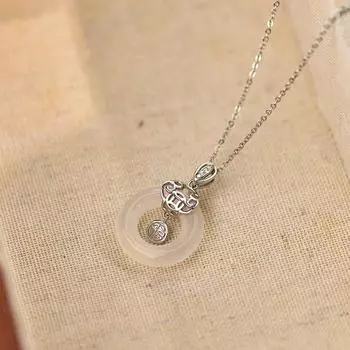 Ожерелье с пряжкой Fu Zi Ping An для женщин, ожерелье с пряжкой в китайском стиле в стиле ретро, украшение с легкой роскошью, изысканностью и передовым чувством