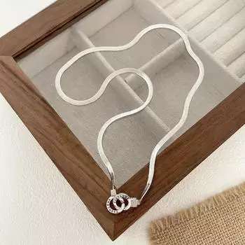 Ожерелье с пряжкой из кольца, женское, из стерлингового серебра 925 пробы, особый интересный дизайн, модная универсальная цепочка с костями змеи 925