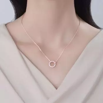 Ожерелье с пряжкой из серебра 925 пробы, корейское издание, элитная легкая роскошная цепочка на шею с двойным кольцом, минималистичная цепочка с круглым воротником в Instagram 40CM