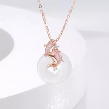 Ожерелье с пряжкой Koi из серебра 925 пробы, женская инкрустированная халцедоном эпоксидная смола, подвеска в виде карпа, цепочка на ключицу 925 Silver