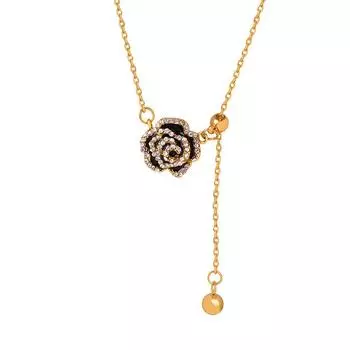 Ожерелье с пряжкой в стиле ретро в стиле Гонконга с розой, медное, универсальное, нишевое, индивидуальное, на ключицу, цепочка, темперамент, ювелирные изделия для женщин