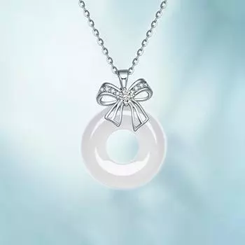 Ожерелье с пряжкой в виде бабочки из чистого серебра S999, инкрустированное белым халцедоном, в национальном стиле, новая китайская ключичная цепочка