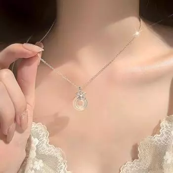 Ожерелье с пряжкой в виде бабочки из чистого серебра S999, инкрустированное белым халцедоном, новая китайская ключичная цепочка