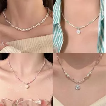 Ожерелье с разбитым серебряным жемчугом, модное роскошное женское ожерелье INS, дизайн во французском стиле, вечерние ювелирные аксессуары, подарки