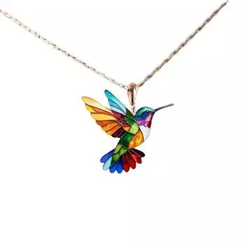 Ожерелье с разноцветной колибри, ожерелье из сплава с разноцветной колибри для женщин, милое мини-ожерелье с разноцветной колибри