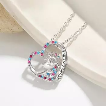 Ожерелье с разноцветной подвеской в виде пони для девочки, новое усовершенствованное милое ожерелье с короной-единорогом