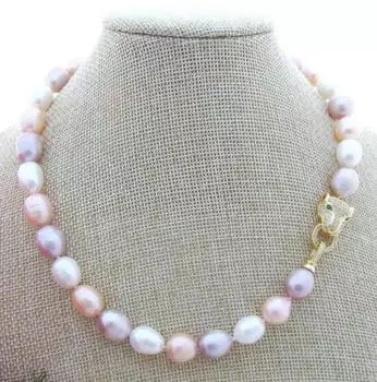 Ожерелье с разноцветным рисовым жемчугом из натурального пресноводного жемчуга диаметром 9–10 мм длиной 18 дюймов.