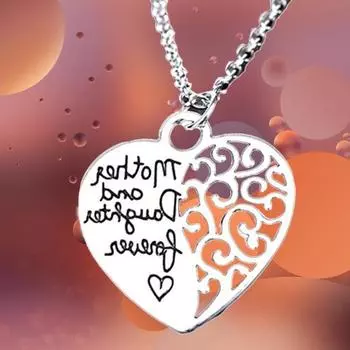Ожерелье с резной надписью в форме полого сердца, цинковое женское ожерелье, кулон