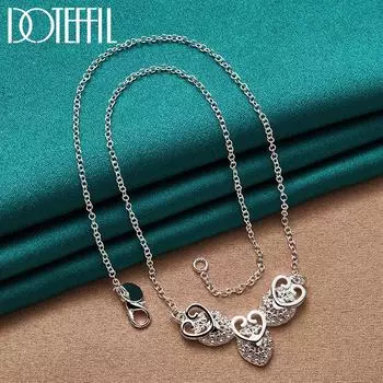 Ожерелье с романтическим сердцем из стерлингового серебра 925 пробы, подарочные модные украшения 45cm