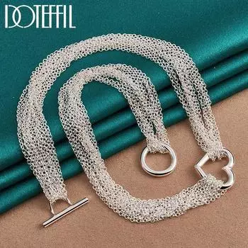 Ожерелье с романтическим сердцем, серебряный свадебный подарок, модные украшения 45cm