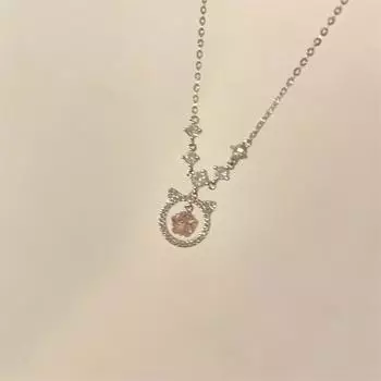 Ожерелье с розовым цирконием и кошкой для женщин, легкое, роскошное, нишевое, дизайн, высококачественная цепочка на ключицу, аксессуары для свитера