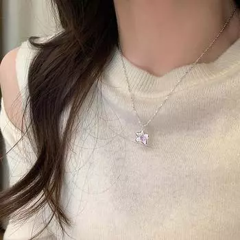 Ожерелье с розовым цирконием и звездой в дизайне меньшинств, женское модное ожерелье с холодным ветром, нежный светильник, роскошная высококачественная цепочка на ключицу с чувством темперамента 1