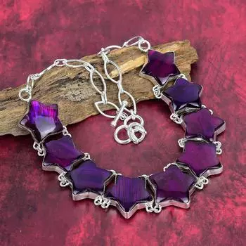 Ожерелье с розовым вспышкой из лабрадорита в форме звезды, ювелирные изделия из драгоценных камней, ожерелье из стерлингового серебра 925 пробы, подарок для женщин, ожерелье ручной работы Adjustable with 18 inches розовый