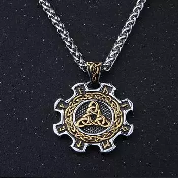 Ожерелье с рунами Валькнут из норвежского серебра — кельтская реликвия викингов с писаниями A pendant