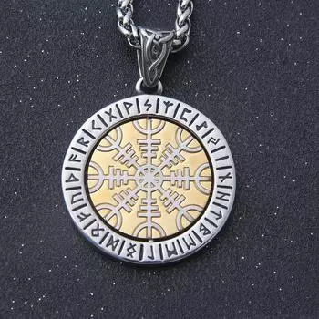 Ожерелье с рунами, викингский компас, мужской скандинавский амулет, хип-хоп, бутик, байкер, кулон из нержавеющей стали, подарок Single Pendant