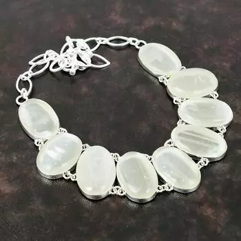 Ожерелье с селенитом Красивые ювелирные изделия Ожерелье из стерлингового серебра 925 пробы ручной работы Новые ювелирные изделия из драгоценных камней Регулируемая цепочка Ожерелье Подарок для жены Adjustable With 18 inches