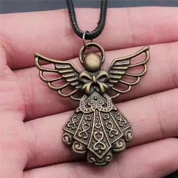 Ожерелье с сердцем и ангелом, мужские аксессуары, принадлежности для ювелирной цепочки, длина 45 + 4 см A10-1pcs-27x22mm