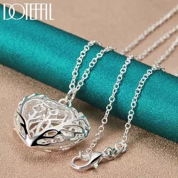 Ожерелье с сердцем из стерлингового серебра 925 пробы, 16-30 дюймов, модные ювелирные изделия 40cm