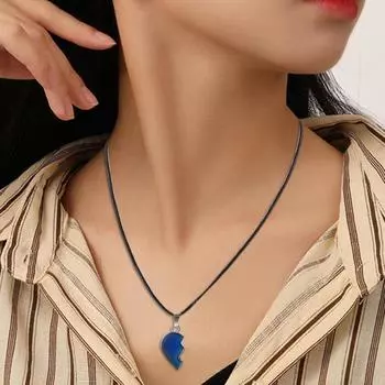 Ожерелье с сердечком, чувствительное к температуре, меняющее цвет, ожерелье с сердечком, парные украшения, подарки для жены и подруги разноцветный