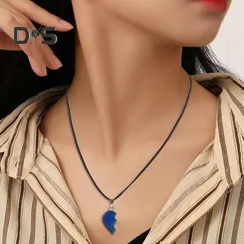 Ожерелье с сердечком, чувствительное к температуре, меняющее цвет, ожерелье с сердечком, парные украшения, подарки для жены и подруги разноцветный