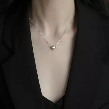 Ожерелье с сердечком для женщин, маленькое серебряное колье с сердечком, простая мода