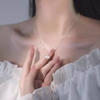 Ожерелье с сердечком из стерлингового серебра S925, женское, легкое, роскошное, в стиле меньшинств, простой дизайн, подвеска в виде персикового сердца, цепочка на ключицу серебряный