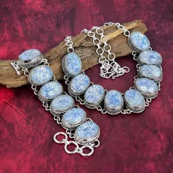 Ожерелье с синим сапфиром, браслет ручной работы с драгоценными камнями, комплект старинных ожерелья и браслета из цельного серебра 925 пробы Adjustable With 8 -18 синий