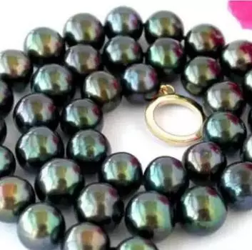 Ожерелье с таитянским черным жемчугом 9-10 мм