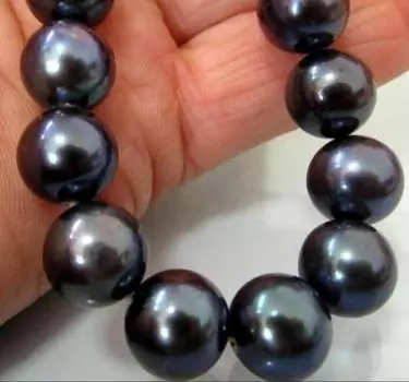 ОЖЕРЕЛЬЕ С ТАИТЯНСКИМ НАТУРАЛЬНЫМ ЧЕРНЫМ ЖЕМЧУГОМ 9–10 мм, ИДЕАЛЬНОЕ КРУГЛОЕ 17 ДЮЙМОВ