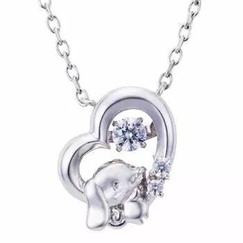 Ожерелье с танцующим камнем Cinnamoroll Sanrio Open Heart Pendant Silver [White Clover] SACI-N052RD Женское