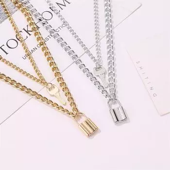 Ожерелье с толстой цепочкой в стиле панк, двухслойное ожерелье с металлическим кулоном в стиле хип-хоп и уличного бита ADM серебряный