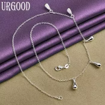 Ожерелье с тонкой цепочкой из стерлингового серебра 925 пробы в форме капли воды 45cm