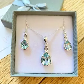 Ожерелье с топазом, подвеска в виде одной капли с гранью голубого топаза, серебро 925 пробы, камень для рождения в ноябре/декабре, подарок для нее 10 Milmiter синий