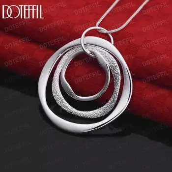 Ожерелье с тремя кольцами из стерлингового серебра 925 пробы, модные свадебные украшения S-40CM