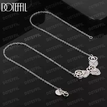 Ожерелье с тремя кулонами из стерлингового серебра 925 пробы, модные свадебные украшения 45CM