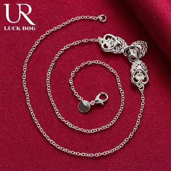 Ожерелье с тремя кулонами из стерлингового серебра 925 пробы, модные свадебные украшения 45CM