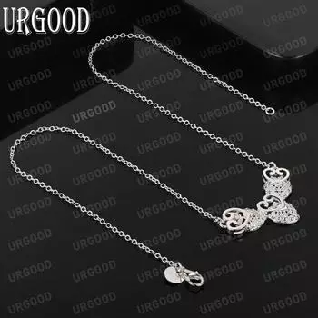 Ожерелье с тремя кулонами из стерлингового серебра 925 пробы, модные свадебные украшения 45CM