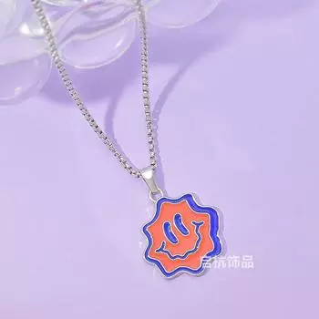 Ожерелье с улыбающимся лицом волны, модное хип-хоп, личность, мультяшное, мужское и женское, цепочка для свитера, аксессуары