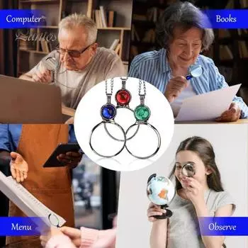 Ожерелье с увеличительным стеклом для женщин, ретро-ожерелье с подвеской-лупой и цветными бусинами на День матери, ювелирный подарок жёлтый