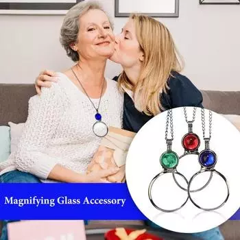 Ожерелье с увеличительным стеклом для женщин, ретро-ожерелье с подвеской-лупой и цветными бусинами на День матери, ювелирный подарок жёлтый