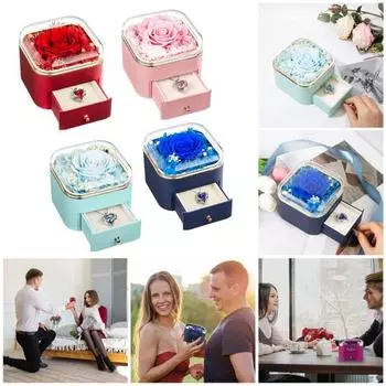 Ожерелье с вечной розой и сердечком, подарочный набор, ожерелье из искусственного жемчуга в форме сердца, цветы, подарки для женщин, мамы, жены B