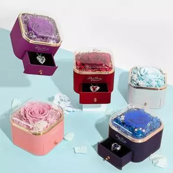 Ожерелье с вечной розой и сердечком, подарочный набор, ожерелье из искусственного жемчуга в форме сердца, цветы, подарки для женщин, мамы, жены B