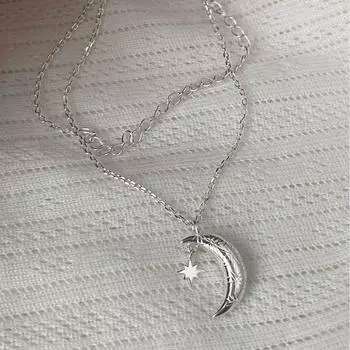 Ожерелье с восьмиконечной звездой из стерлингового серебра 925 пробы, женская легкая, роскошная, изысканная, холодная, с полумесяцем, ключичная цепочка, универсальная, осенняя, новая, цепочка на шею 925 silver