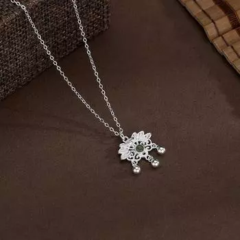 Ожерелье с замком безопасности Jasper Lotus Girl China-Chic Girlfriend Gift Oшейник-цепочка