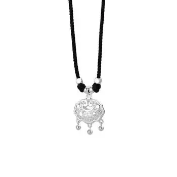 Ожерелье с замком безопасности в китайском стиле, женская цепочка на ключицу в стиле ретро в китайском стиле